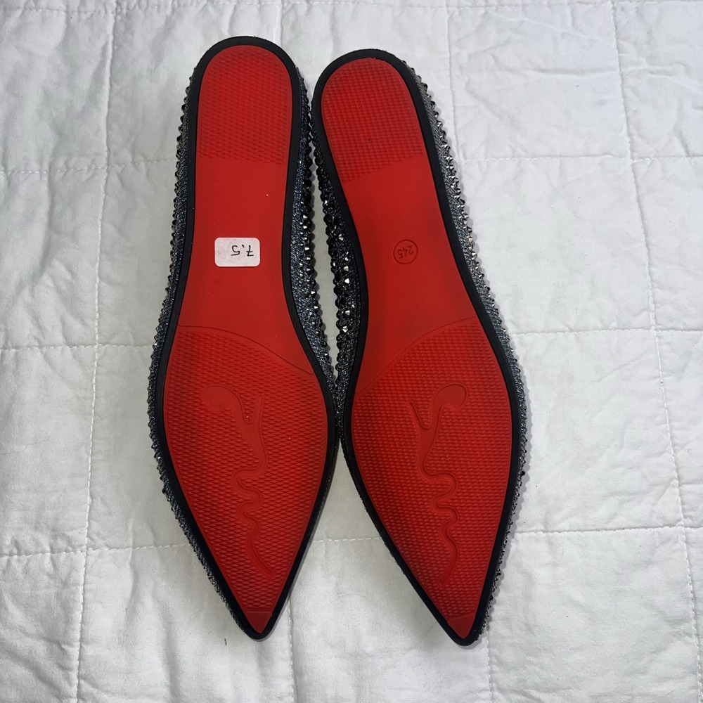 Rivets Flats Pointed Toe Glitter Beading Ballerian Shoes Shallow Mouth Sequined - Picture 6 of 8